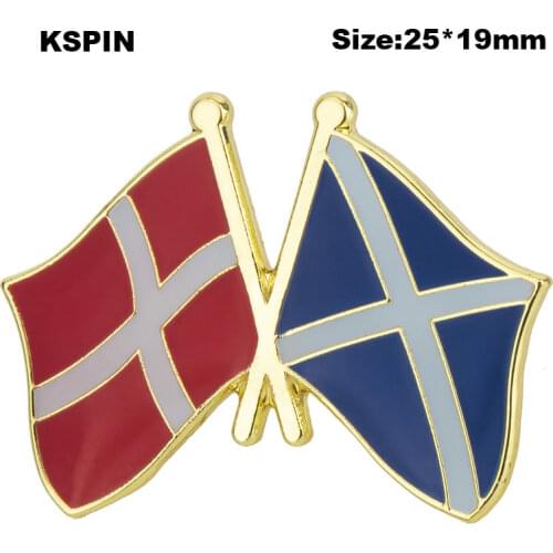 Denmark & SCOTLAND BLUE Friendship Flag Lapel Pin Friendship Flag Badge Flag pin