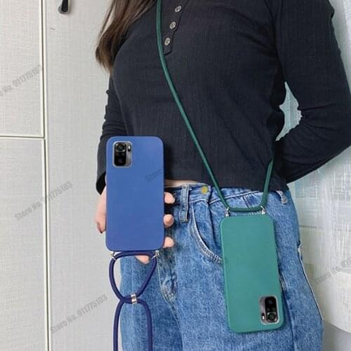 For Redmi Note 10 Pro Max 5G Soft TPU Phone Case For Redmi Note 10 4G 10S Protecetive Back Cover With Lanyard Neck Strap Cord