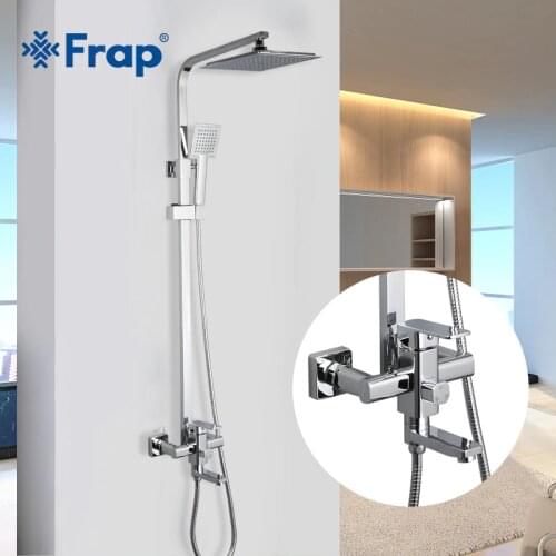 FRAP Shower System high quality bath shower mixer modern style set for bathroom chrome shower faucet taps with ABS shower head