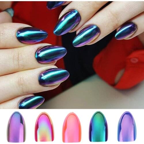 Chrome Nails STILETTO Fake Nail Tips 12pcs/Box Metallic False Nail Art Manicure Press on Nails Mirror Look