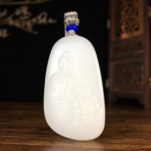 J101#Hetian jade white jade pendant