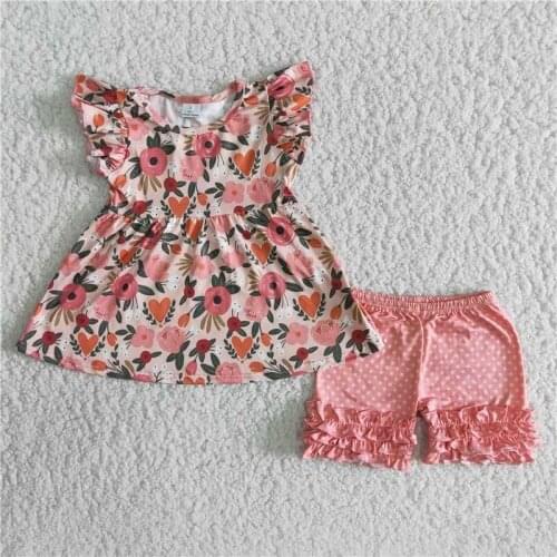 RTS Baby girls boutique outfits clothing sets 2pcs sleepwear kids wholesale no moq children infant total buttons melon pajamas