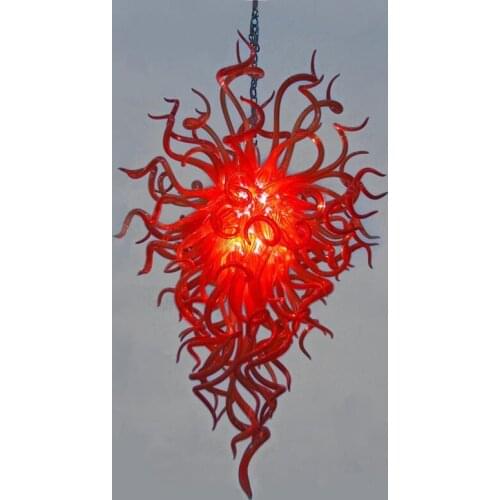 Red Red Chandeliers Long Large Customised Light Fixture Art Glass LED Lights 36 Inch Murano Glass Island Chandelier Lightings