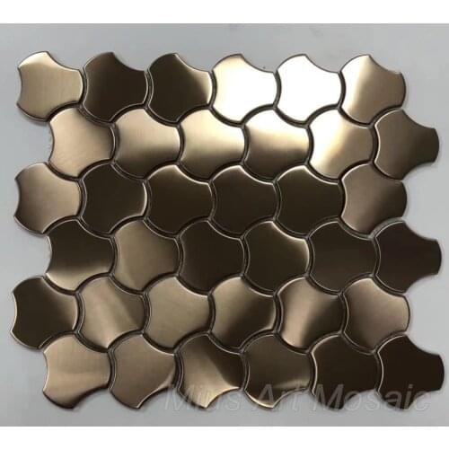 Rose gold fish bone stainless steel metal mosaic tile DIY wall paper for kitchen backsplash
