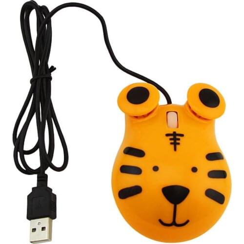 Kids Adults Wired Computer Mini Cute Cartoon Tiger Design 3D Mouse USB Game Office Study Mause for Laptop PC