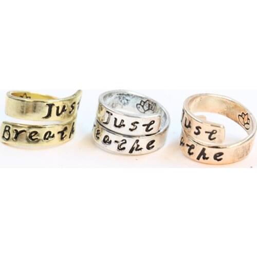 Fashion "Just Breathe" rings, Spiral flat ring exclusive design Pure hand rings 10pcs/Lot wholesale