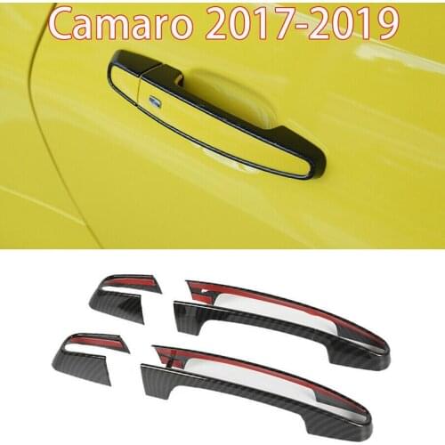 4X Exterior Door Handle Cover Trim for Chevrolet Camaro 2017-2019 Carbon Fiber