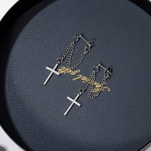 New Fashion Cross Pendant Earrings For Women Punk Jewelry For Cool Girl Drop Dangle Earrings Silver Colour Friendship 2021 Gifts