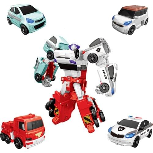 New 4 In 1 Transformation Car Robot Action Figure Toys Cartoon Character Merge Deformation Robot Model Toys Boys Gift CT0144