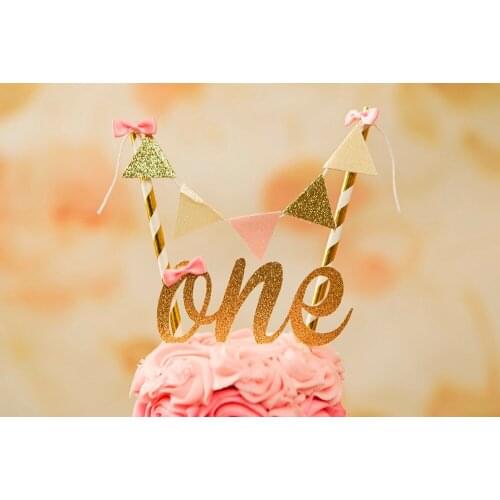 One Cake Topper, First birthday cake topper, ONE Smash Cake Set (Cake Topper and banner) Blush and gold cake topper, smash cake