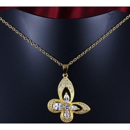 Butterfly Pendant Necklace Women Gold Color Choker Clear CZ Stones Halo Pave Tiny Cubic Zirconia Jewelry Kolye LN931B