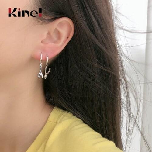 Kinel Unique Design 925 Sterling Silver Earrings Retro Punk Wrench Pliers Hiphop/Rock Earrings For Women Men Korean Jewelry