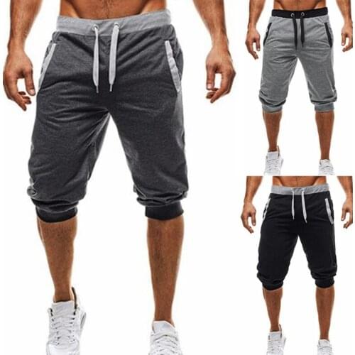 New Mens Casual Knee Length Shorts Summer Leisure Patchwork Short Pants Jogging Fitness Bodybuiding Sweatpants Male Shorts