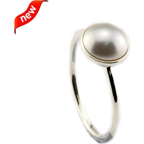 Luminous Droplet Rings With White Crystal Pearl 100% 925 Sterling Silver Fine Jewelry Free Shipping