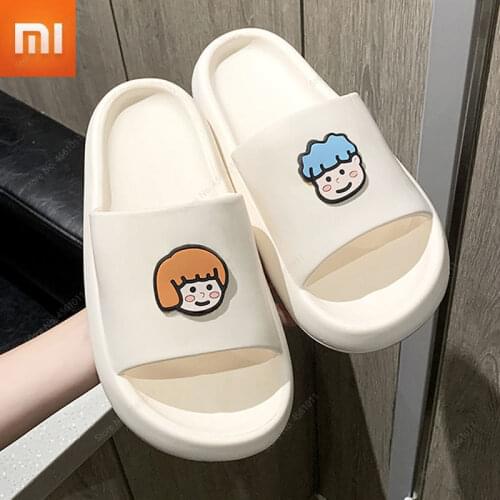 Xiaomi New Slippers Women Summer Thick Bottom Indoor Home Couples Home Bathroom Non-slip Soft Tide To Wear Cool Slipper