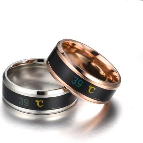 UAGE 2020 New Temperature Ring Fashion Smart Stainless Steel Classic Wedding Couple Modern For Women Men Waterproof Ring Jewelry