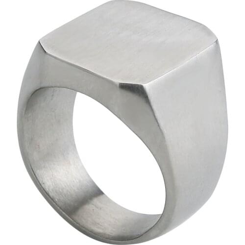 Valily jewelry Mens Signet Rings Stainless Steel High Polished Simple Geometric Jewelry Iron Ring for Men Pure Color US size