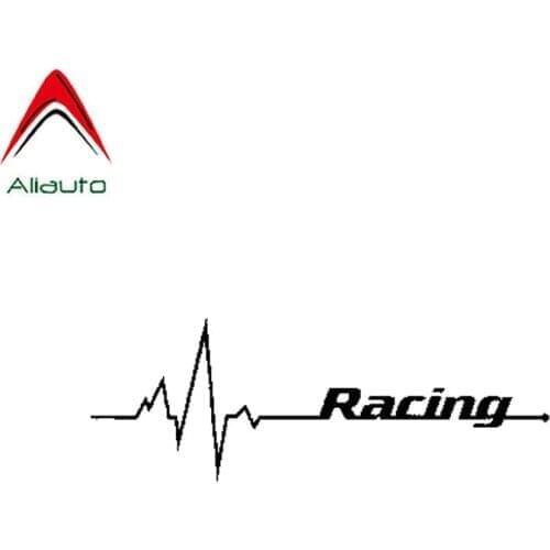 Aliauto Funny Car Sticker Racing Heart Beat Pulse Turbo Vinyl Waterproof Sunscreen Reflective Decal Black Silver,14cm*5cm