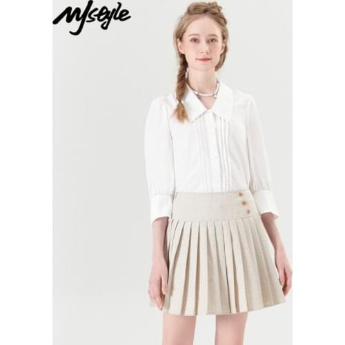 MJstyle Women Summer White Blouse Korean Fashion with Three Quarter Sleeves Shirt OL Women Blouses, Button Up Shirt 621120008