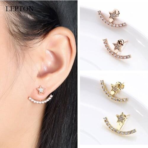 Lepton Cubic Zircon Earrings Ear Jackets Trendy Gold/Rose Gold/Silver color Star Earring Earrings For Women Girl Jewelry