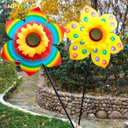 1pcs Sunflower Windmill Colourful Wind Spinner Home Garden Decor Yard Kids Toy outdoor familiy sports