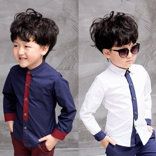 2018 Spring Childrens Clothes Boys Shirts Kids Long Sleeve Turn-down Collar Shirts for Boys Big Kids Causal Formal Shirts 2-12Y