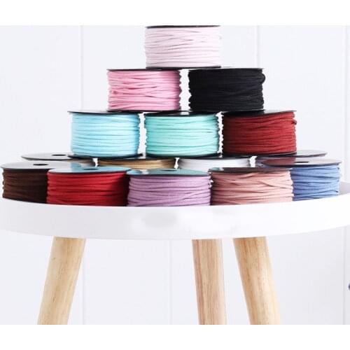 3mm*5y/lot Faux Suede Leather Cord Ribbons for Crafts DIY Handmade Flowers Gift Wrapping Decor Florist Packing Materials
