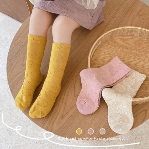 3 Pairs/Lot Baby Cotton Socks Flowers Patch Girls Princess Socks Autumn Winter Newborn Soft Socks Kids Clothing