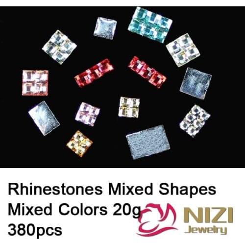 380pcs Flatback Mixed Sizes Rhinestones DIY Decoration Mixed Colors Glue On Beads For Crafts Wedding Dresses Accessories