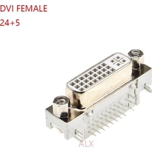 5PCS DVI Interface DVI 24 + 5 pin 90 degrees plate inserted female connector socket for computer monitor