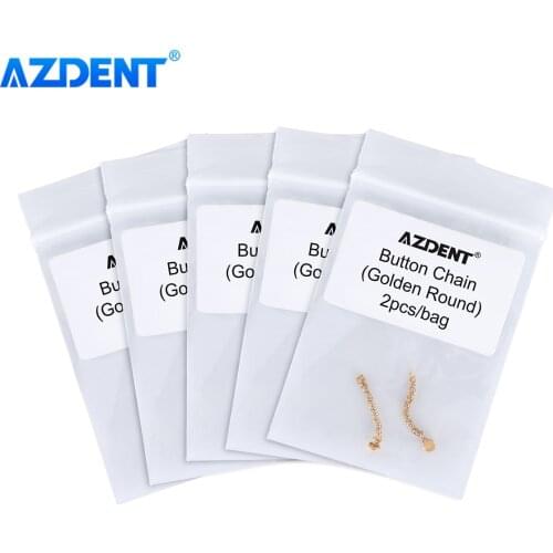 5 Packs AZDENT Dental Orthodontic Lingual Traction Button Chain Round Base 2pcs/Pack