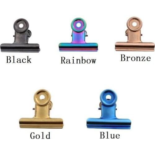 500Pcs/Lot 50mm 5 Colors Retro Round Metal Grip Clips Bulldog Clip Stainless Steel Ticket Paper Clip For Tags Bags Office