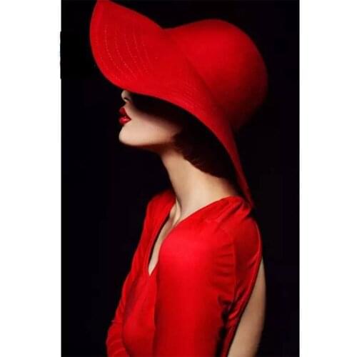 Diamond Embroidery pattern birds 5D DIY Diamond mosaic Sexy red hat girl Painting Cross Stitch round/square Rhinestone AS726