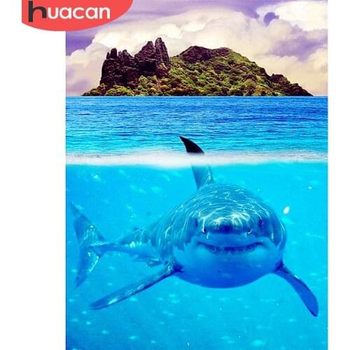 HUACAN Diamond Painting Animal Shark Cross Stitch Full Square/Round Embroidery Mosaic Ocean Handmade Gift Home Art