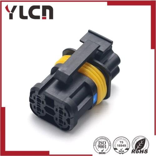 Free shipping 4 pin Lear connector male electrical car Black connector sealed automotive plug