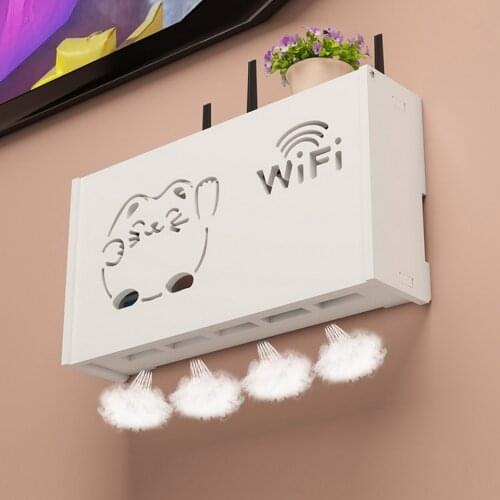 Wireless Wifi Router Storage box PVC panel Shelf Wall Hanging Plug Bracket Cable Storage Organizer Home Decor fire retardant