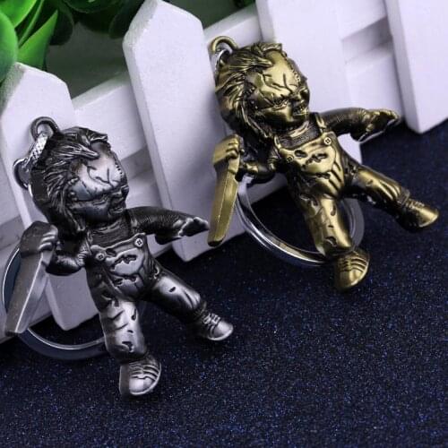 Horror Movie Seed Of Chucky Keychain Chucky Doll Model Metal Key Ring Pendant For Women Men Fans Gifts