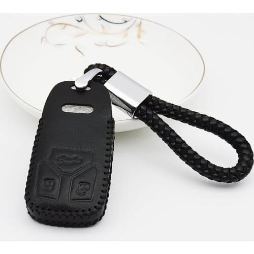 For Audi 2018 2017 A4L A4 B6 B8 A6L A6 C6 Q3 Q5 Q7 TT TTS Car Smart Key Cover Case Genuine Leather Key Ring Protection Shell Bag