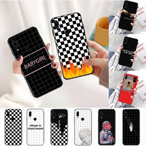 Black white chessboard quote art Phone Case For Xiaomi Redmi Note 4 4x 5 6 7 8 pro S2 PLUS 6A PRO