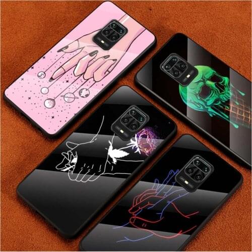 Tempered Glass Cover Line Art illustrations For Xiaomi Redmi Note 10 10S 9T 9S 9 8T 8 7 Pro Max Shockproof Shell Phone Case