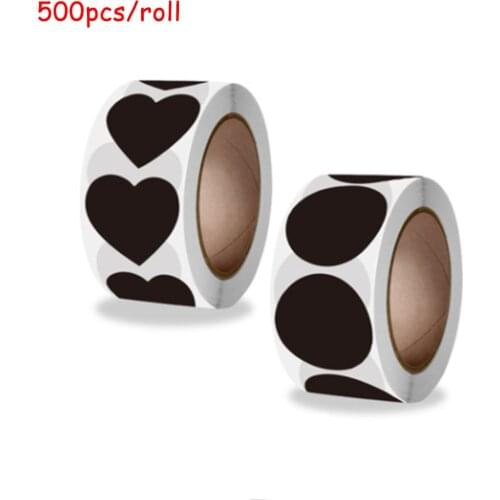Black Style Round Heart Shape Solid Decorative Stickers For Gift Packing Party Decor Stationary Black Sticker Sealing Labeles