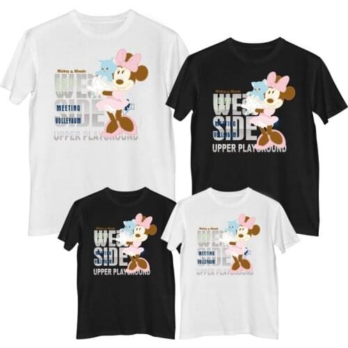 Disney Minnie Mouse T shirt Summer Comfortable 100% cotton Fashion Womens t-shirts girls clothes Dress for mother and daughter