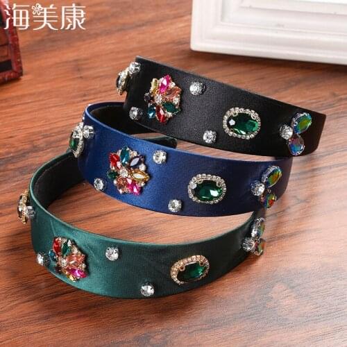 Haimeikang Baroque Crystal Hairband Crown Seven Color Crystal Flower Headpieces Shiny Rhinestone Hair Accessories Headwear