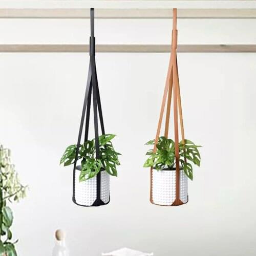 Pu Leather Plant Pot Hanger Modern Hanging Planter For Wall Indoor House Plants Cactus And Succulent Hanging Plant Holder