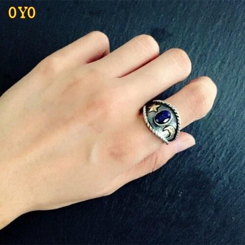 Quality goods Good opening took lapis Thai old silver sterling silver ring