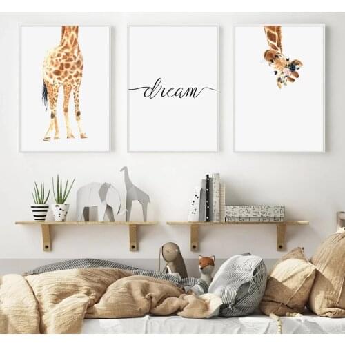 Giraffe Canvas Painting Simple Text Wall Picture for Living Room Decor Home Decoration Modern Funny Animal Posters and Prints