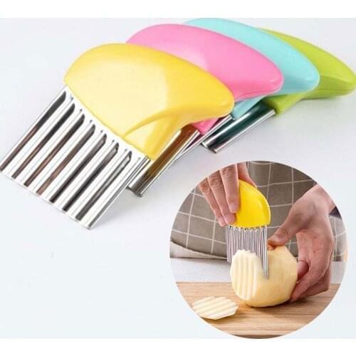 Kitchen Stainless Steel Vegetable Carrot Wavy Cutter Slicer Potato Chips Corrugated Knife Kitchen wrinkled french fries