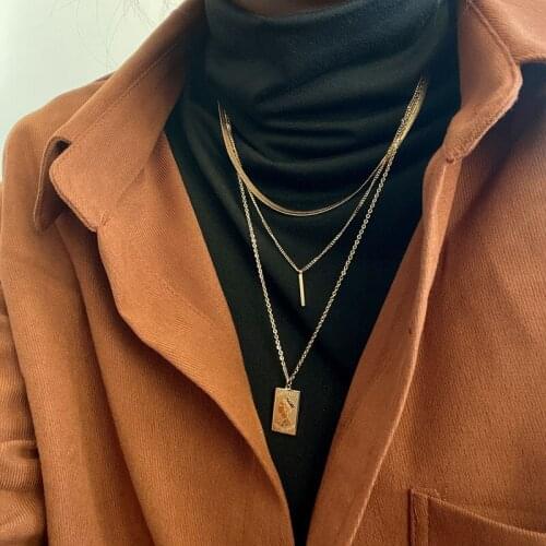 Titanium Steel Plated Is Not Easy To Fade Retro Queen Head Multi-layer Necklace Coin Fashion Sweater Chain