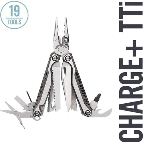 LEATHERMAN - Charge+ TTi Titanium Multitool with Scissors and Premium Replaceable Wire Cutters, Stainless Steel