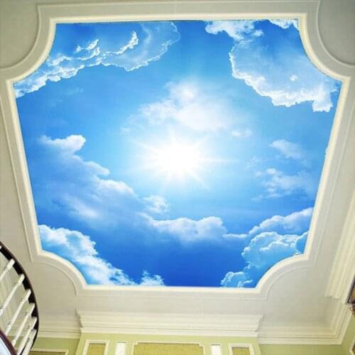 3D Wall Murals Wallpaper Landscape Blue Sky And White Clouds Ceiling Wallpaper Natural Murals Customized Bedroom Wall Papers